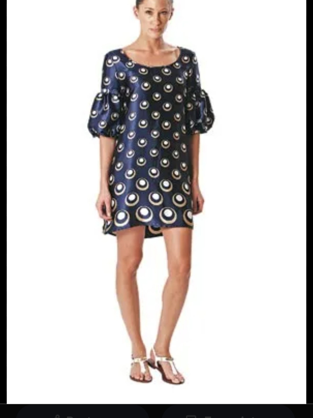 Michael Kors Navy Circle-Print Puff-Sleeve Mini Dress